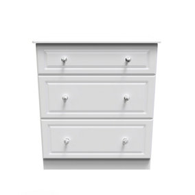Stratford 3 Drawer Deep Chest in White Ash (Ready Assembled)