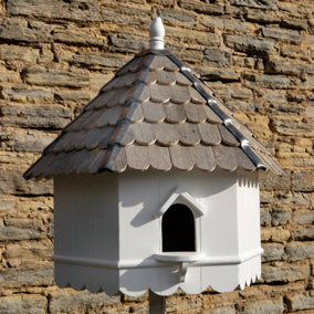 Stratford Dovecote Bird House - Hexagonal one tier Nest Box Framlingham Traditional English Pole Mounted Birdhouse for Doves or