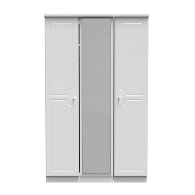 Stratford Triple Mirror Wardrobe in White Ash (Ready Assembled)