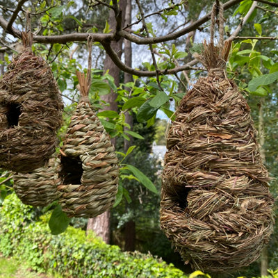 Straw and Raffia Bird Roosting Pouches (Set of 6) - 5