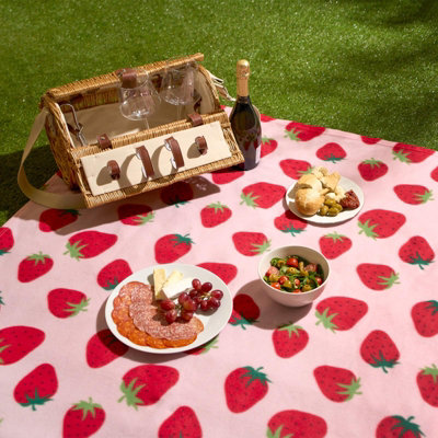 Strawberry Fleece Throw Over Bed Blanket Picnic Travel Warm Chair Sofa Bedspread