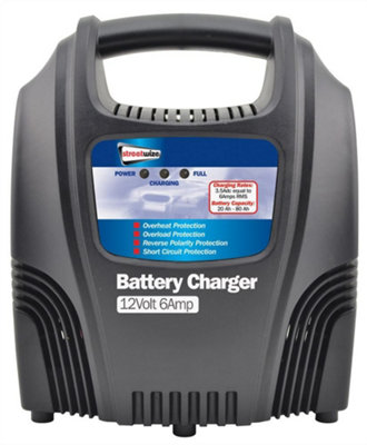 Streetwize 12 Volt 6 Amp Car Van Boat Bike Motorhome LED Compact & Robust Battery Charger