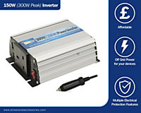 Streetwize 150W Main to Car Power Inverter 230V AC - 12V DC With USB Port