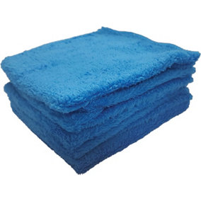 Streetwize 5 Pack Super Soft & Ultra Fine Microfibre Cleaning Cloths for Car & Home - Blue