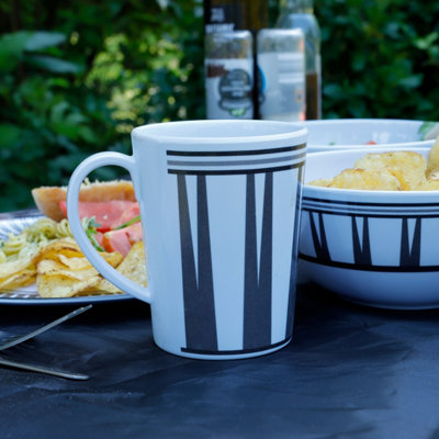 Streetwize Camping Caravan Picnic Fishing Travel Melamine 16pc Dining Dinner Set - Stripe - 6