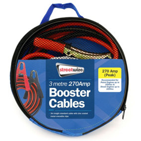 Streetwize Car Van 3m 280 Amp Battery Start Booster Cable Tangle Free Jump Leads