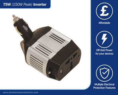 Streetwize Car & Van Travel 12v Socket to USB 2 & 3 Pin Plug Mini Power  Inverter Adapter