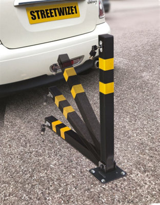 Streetwize Folding Robust Security Parking Post Driveway Bollard with Lock & Key- Square