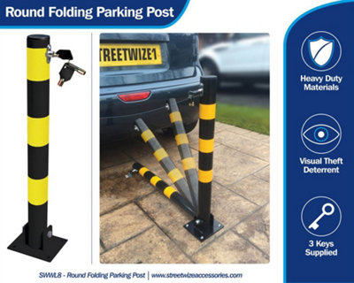Streetwize Home Shop Driveways Folding Fold Down Security Parking Post With Lock & Bolts