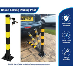 Streetwize Home Shop Driveways Folding Fold Down Security Parking Post With Lock & Bolts