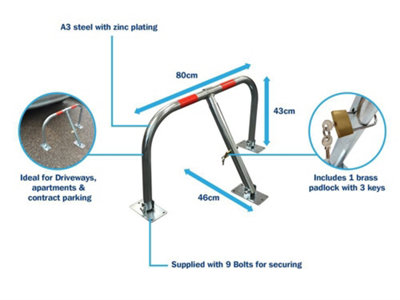 Streetwize Security Folding 3 Legged Parking Barrier Post with Padlock & 3 Keys