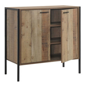 Stretton Sideboard Storage Cupboard with 2 Doors Rustic Industrial Oak Effect