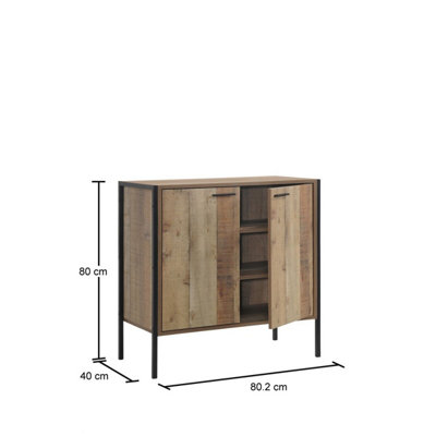 Stretton Sideboard Storage Cupboard with 2 Doors Rustic Industrial Oak Effect