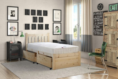 Strictly Beds and Bunks Amelia 2 Drawer Storage 3ft Single Solid Pine Bed Frame, Heavy Duty