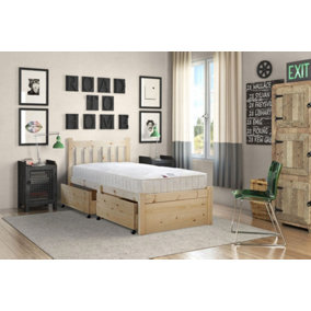 Strictly Beds and Bunks Amelia 2 Drawer Storage 3ft Single Solid Pine Bed Frame, Heavy Duty