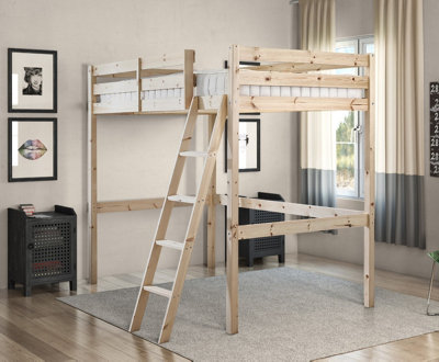 Strictly Beds and Bunks Celeste Heavy Duty Pine High Sleeper Bunk Bed, 4ft 6 Double