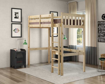 Strictly Beds and Bunks Eldon Heavy Duty Pine High Sleeper Bunk Bed, 3ft Single