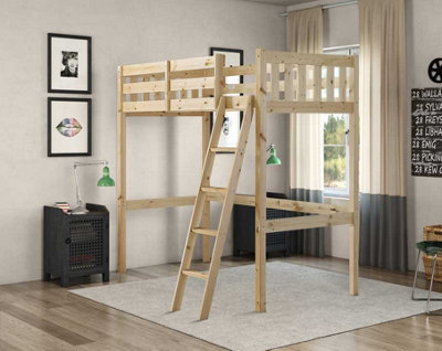 Strictly Beds and Bunks Goodwood Heavy Duty Pine High Sleeper Bunk Bed, 4ft 6 Double