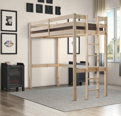 Strictly Beds and Bunks Memphis  Heavy Duty Pine High Sleeper Bunk Bed, 3ft Single