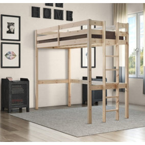 Strictly Beds and Bunks Memphis Heavy Duty Pine High Sleeper Bunk Bed, 4ft 6 Double