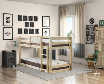 Strictly Beds and Bunks Stockton Heavy Duty Low Solid Pine Bunk Bed, 2ft 6 small single