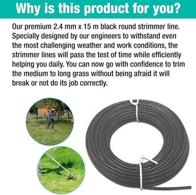 Strimmer Line Black Star 2.4 mm x 15m Strimmer Wire