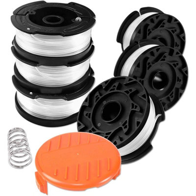 6-Pcs AF-100 30ft 0.065 Autofeed String Trimmer Spools Weed Eater Lines Replacement For Black Decker Lawn Mowers