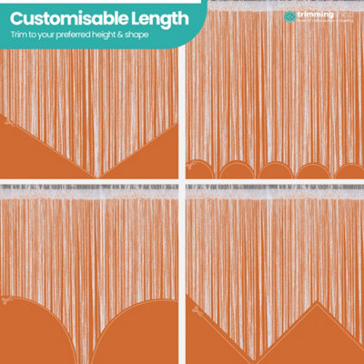 String Curtain Panel Spaghetti Tassel Curtain, 200cm x 90cm - Orange