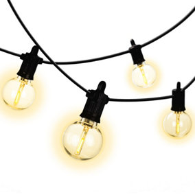 String Lights Edison Bulb Style (7.5m / 25 LED Bulbs) Indoor and Outdoor for Fences, Pergolas and Decking - USB Powered