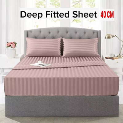 Stripe Fitted 40 Cm Extra Deep Sheet Soft & Comfortable Anti Allergic Bedsheets