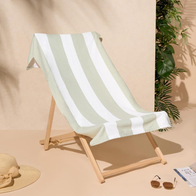 Stripe Towel Bath Quick Dry Summer Travel Microfibre Absorbent Swim Holiday Green