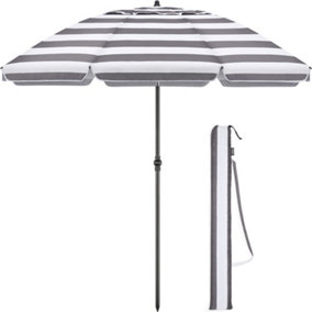 Striped Beach Parasol Tilting - Grey