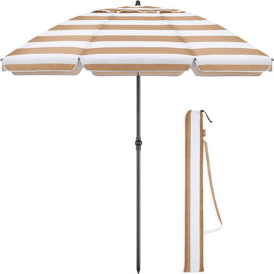 Striped Beach Parasol Tilting - Taupe