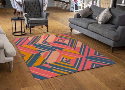 Striped Bright Geometric Pattern Special Soft Home Rug