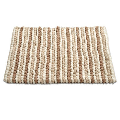 Striped Chunky Bobble Bath Mat - Natural