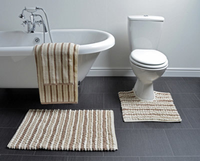 Striped Chunky Bobble Bath Mat - Natural