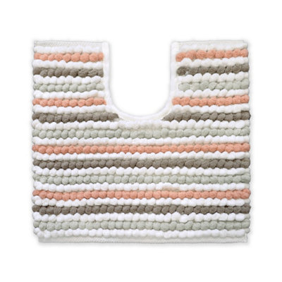 Striped Chunky Bobble Pedestal Mat - Blush Pink