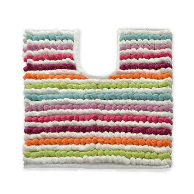 Striped Chunky Bobble Pedestal Toilet Mat - Multi Bright