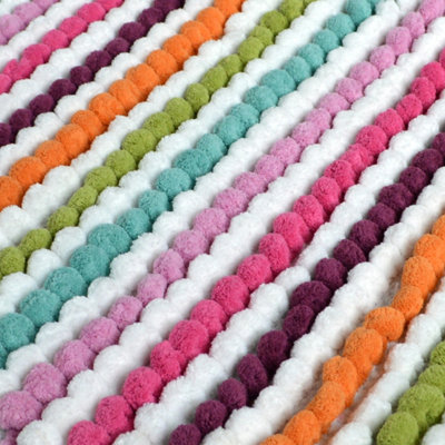 Striped Chunky Bobble Pedestal Toilet Mat - Multi Bright