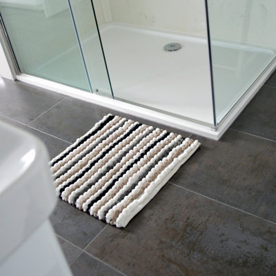 Striped Chunky Bobble Shower Mat - Monochrome - 3