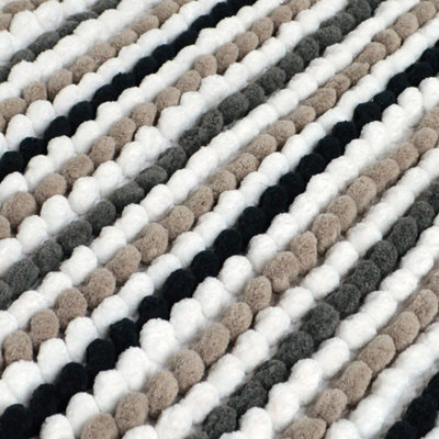 Striped Chunky Bobble Shower Mat - Monochrome - 4