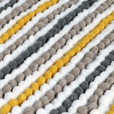 Striped Chunky Bobble Shower Mat - Mustard - 3