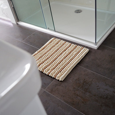 Striped Chunky Bobble Shower Mat - Natural