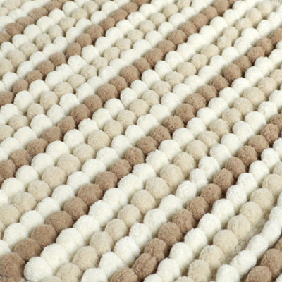 Striped Chunky Bobble Shower Mat - Natural - 3