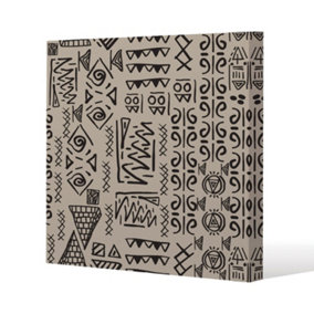 Striped egyptian theme with ethnic and tribal motifs (Canvas Print) / 114 x 114 x 4cm