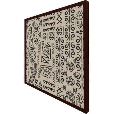 Striped egyptian theme with ethnic and tribal motifs (Picutre Frame) / 12x12" / Brown