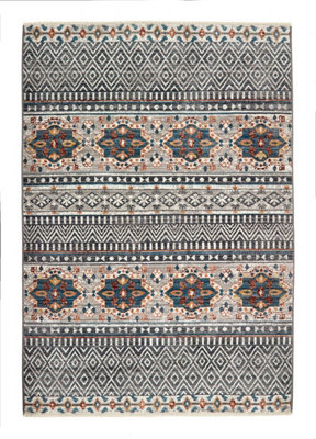 Striped Grey Rug, Modern Rug with 6-7mm Thickness, Grey Striped Rug for Bedroom, LivingRoom & DiningRoom-160cm X 230cm