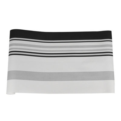 Striped Non Woven Wallpaper White Black Grey Patterned Wallpaper Roll 5m² - 5