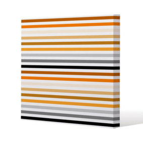 striped pattern, orange black gray beige and brown (Canvas Print) / 46 x 46 x 4cm