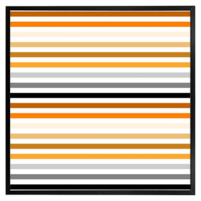Striped pattern, orange black gray beige and brown (Picutre Frame) / 12x12" / Oak